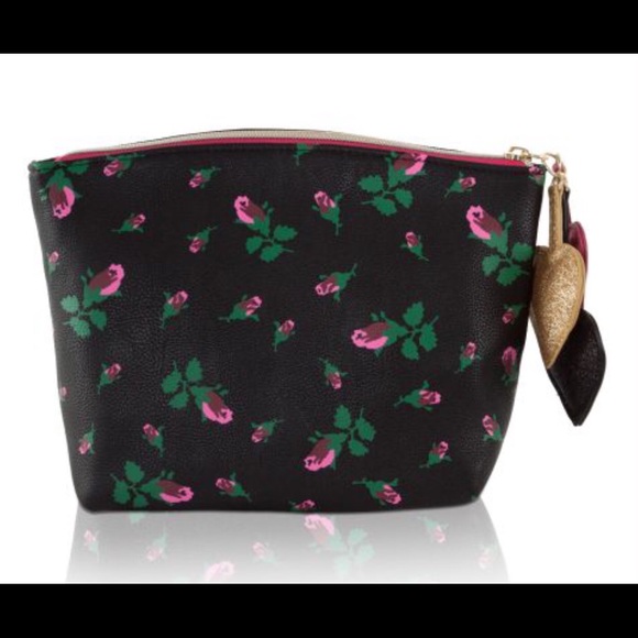 Betsey Johnson Rosebud Clam Pouch Cosmetics Case - Picture 2 of 5
